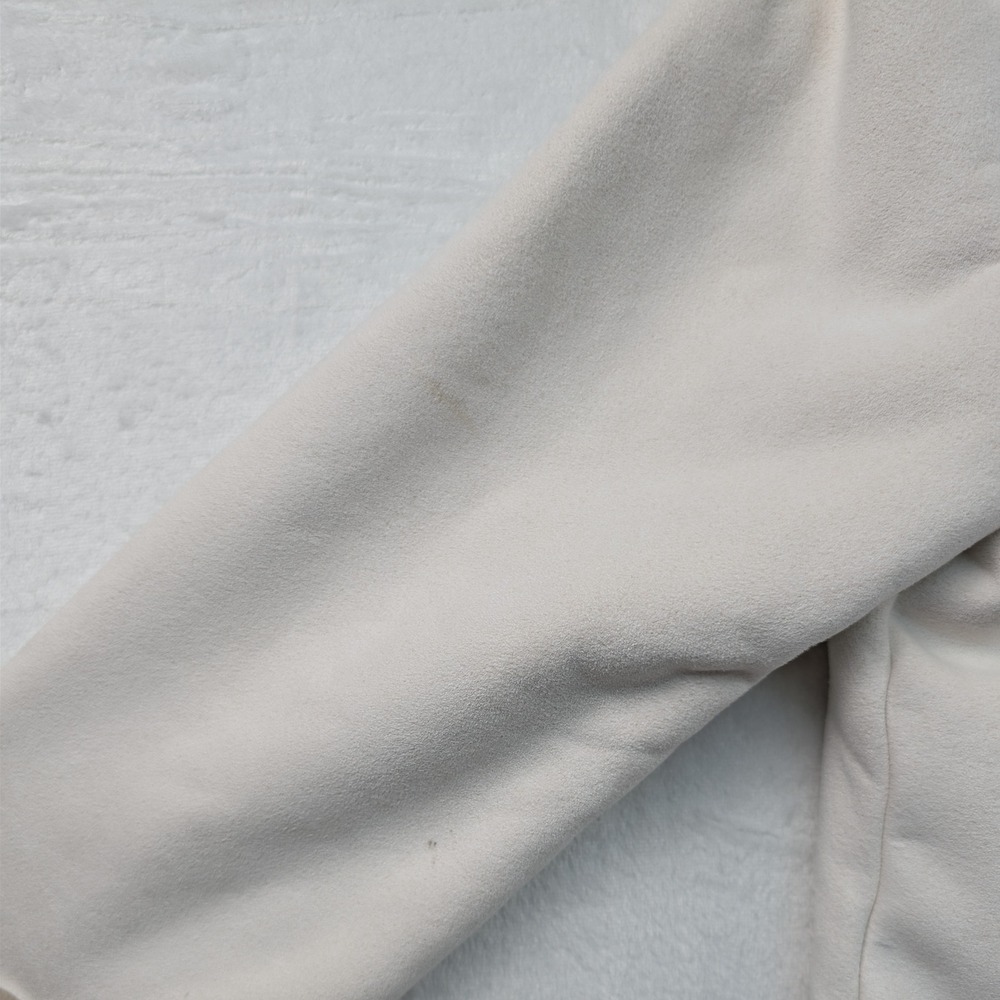 VTG Mudd Jacket Womens M Cream Faux Suede Fur Trim Hooded McBling Snow Bunny Y2K - Picture 13 of 14